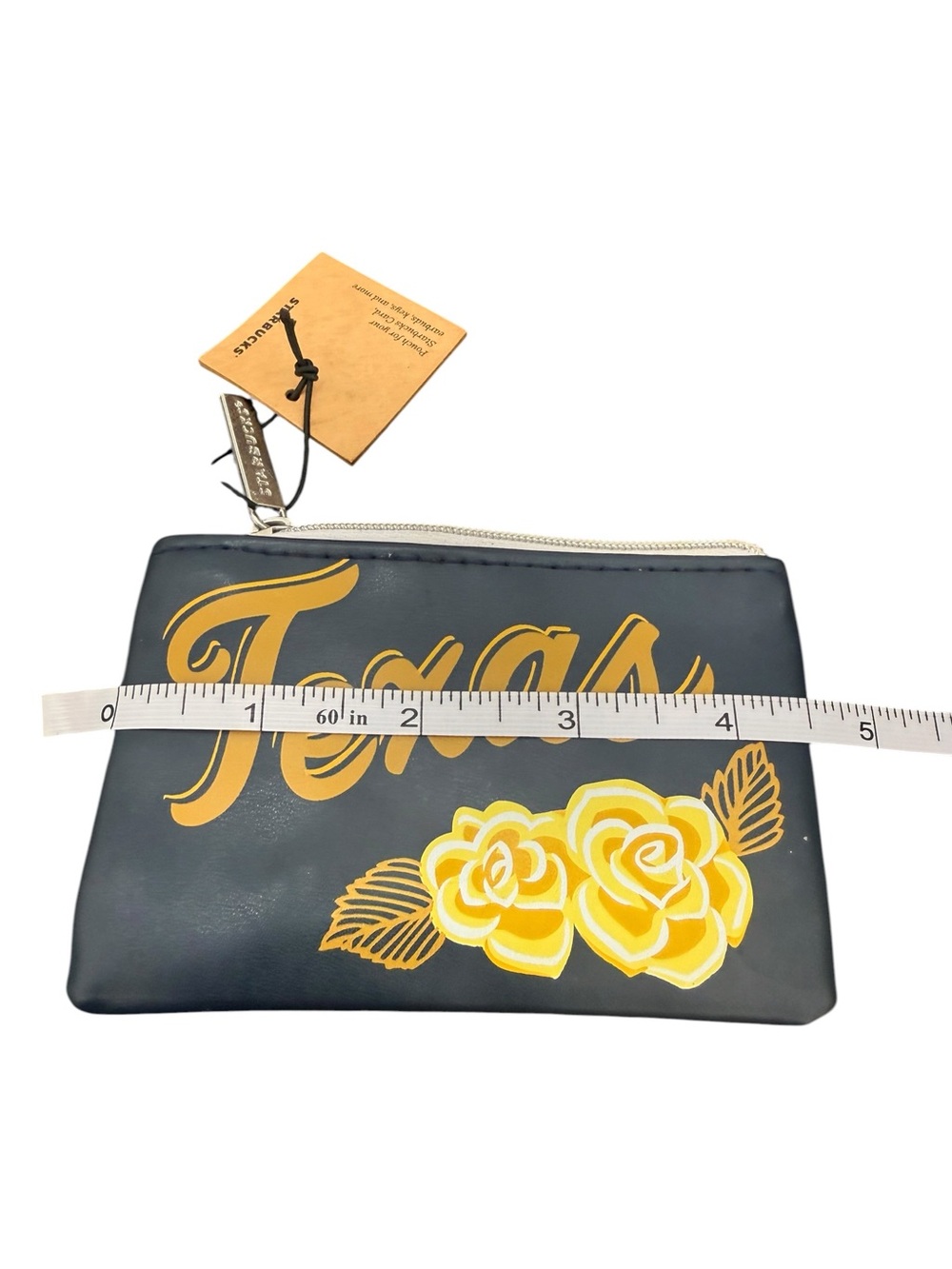 Starbucks Texas Floral Zip Pouch - Navy and Yellow - Picture 4 of 5